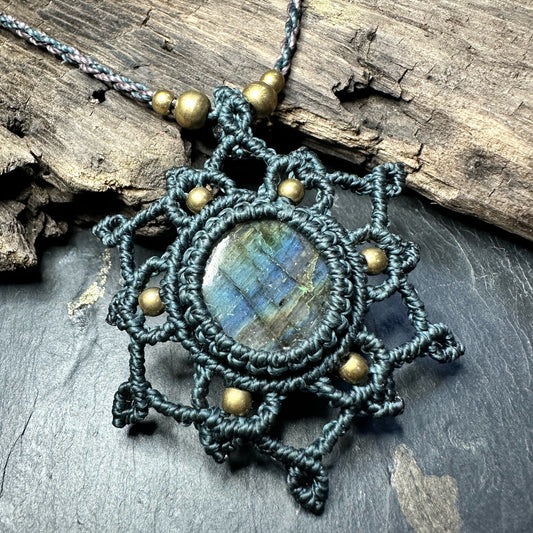 Rainbow Labradorite Mandala Necklace