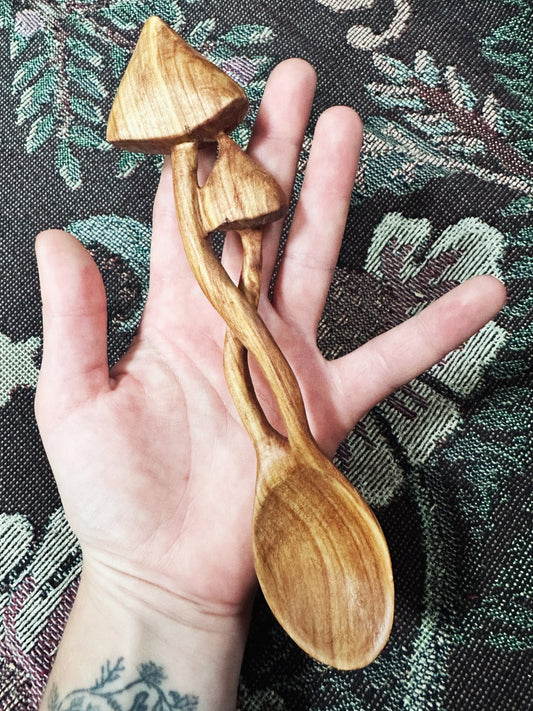 Mushroom Spoon Made From Quilted Sycamore