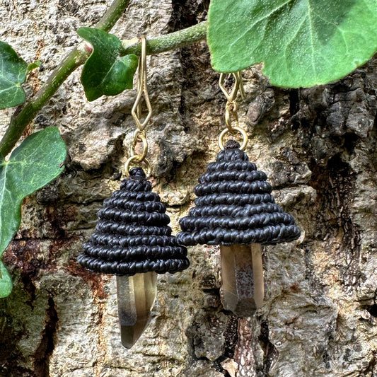 Inky Cap 𖦹 Crystal Mushroom Earrings