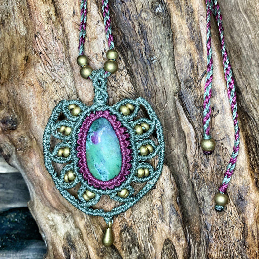 Zoisite w, Ruby Necklace