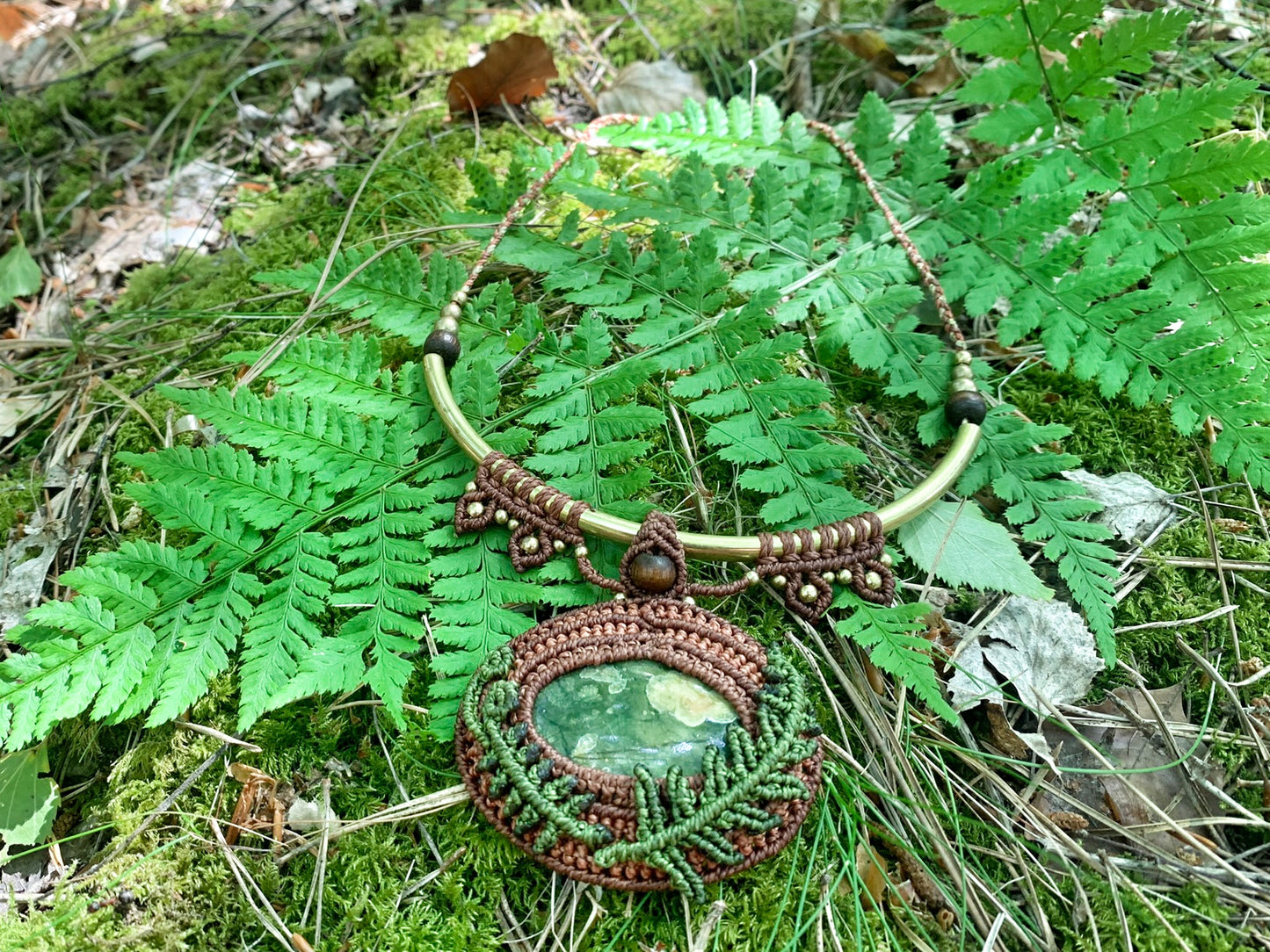 Green Rhyolite Fern Goddess Necklace