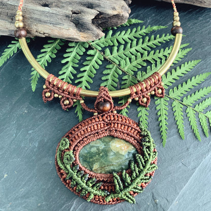 Green Rhyolite Fern Goddess Necklace