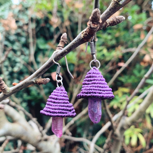 Amethyst Deceiver 𖦹 Crystal Mushroom Earrings