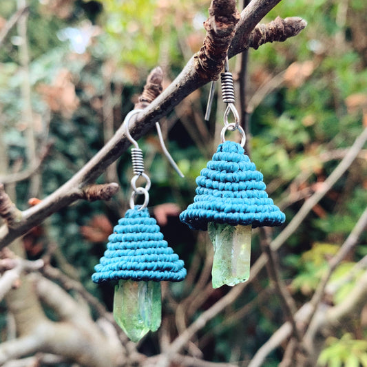 Parrot Waxcap 𖦹 Crystal Mushroom Earrings