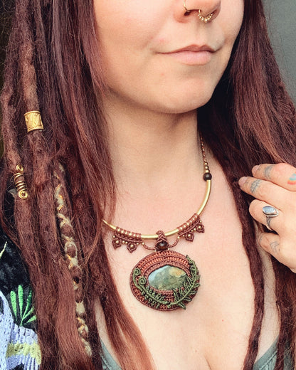 Green Rhyolite Fern Goddess Necklace